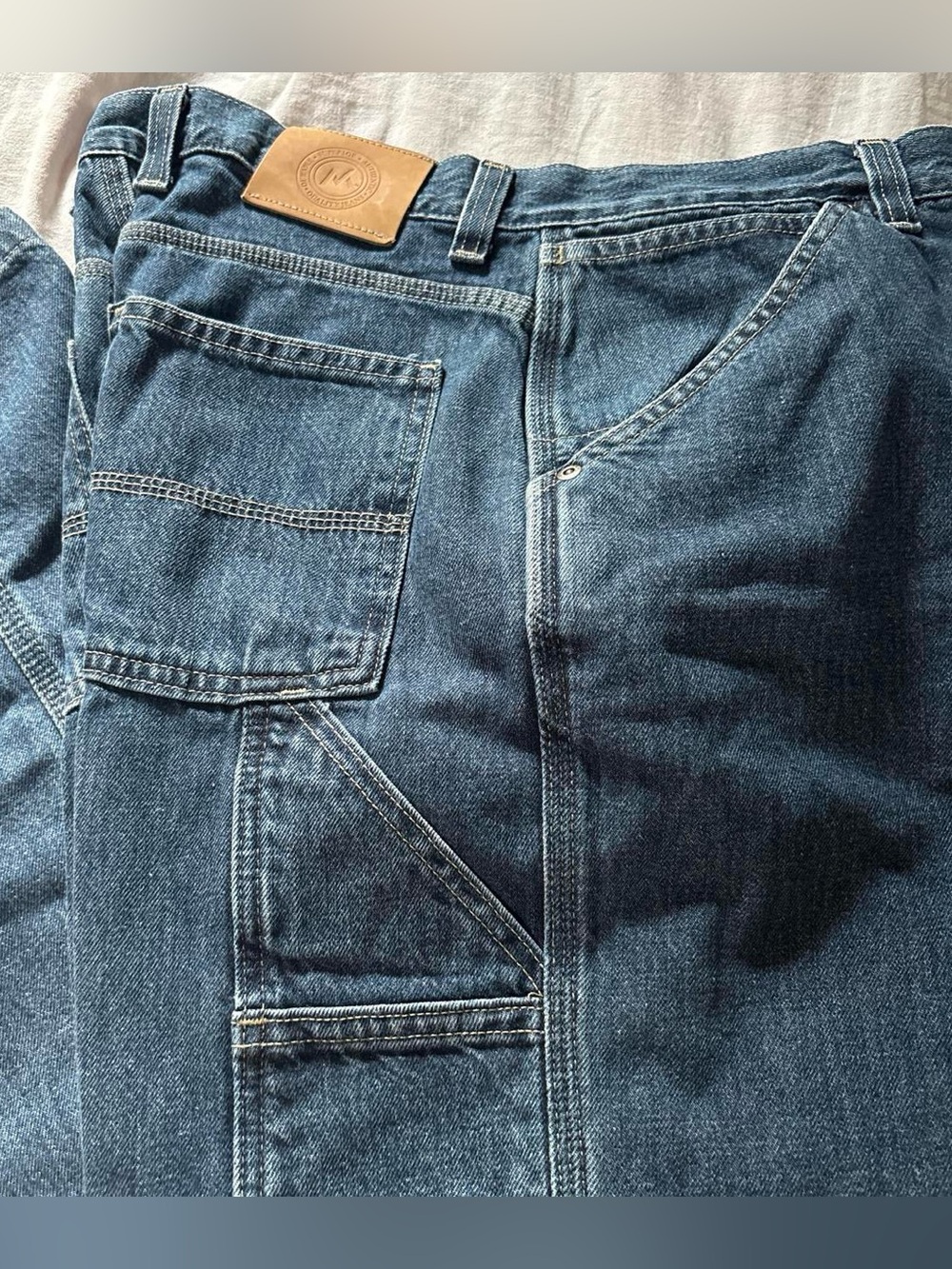 Y2K Relaxed Fit Men's Carpenter Jeans in Dark Blue